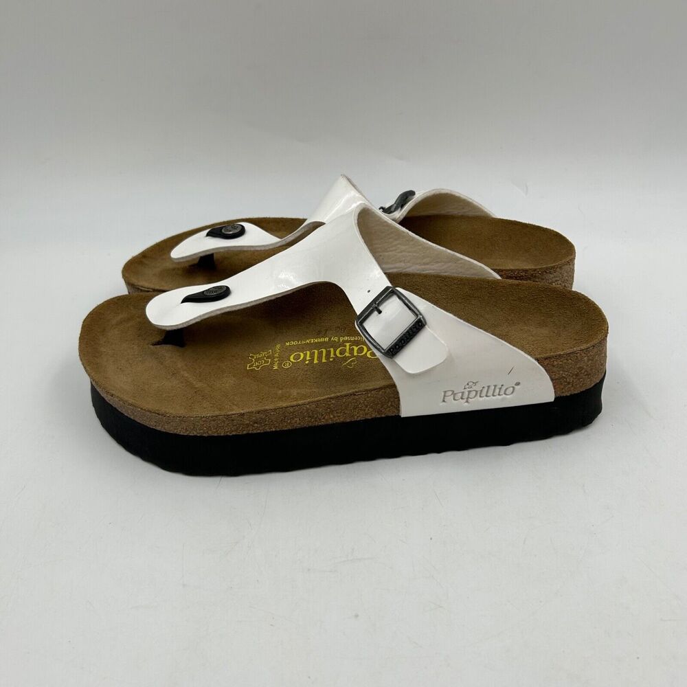 Birkenstock White and Brown Sandals